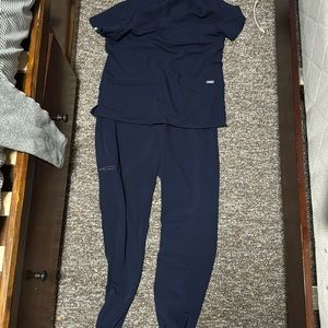 Navy figs scrubs top and bottom